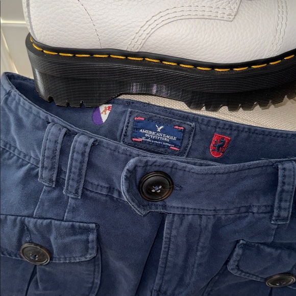 American Eagle Outfitters Navy Blue Buttoned Skirt - Picture 2 of 4